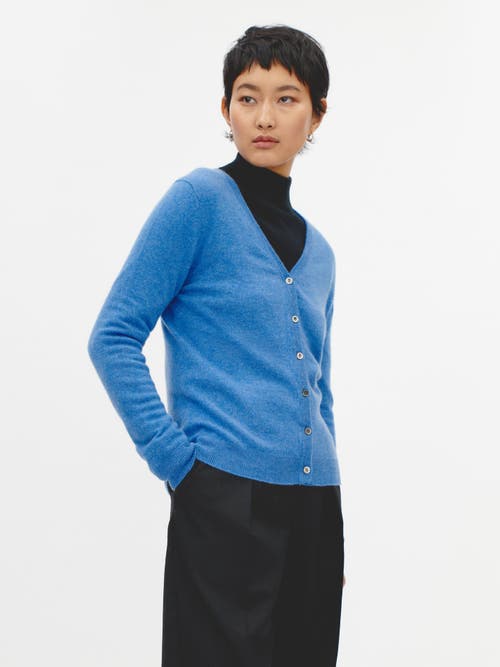 Shop Gobi Cashmere V-neck Cardigan In Blue