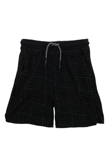 Shop Sovereign Code Kids' Hike Cotton Terry Cloth Shorts In Maze/true Black