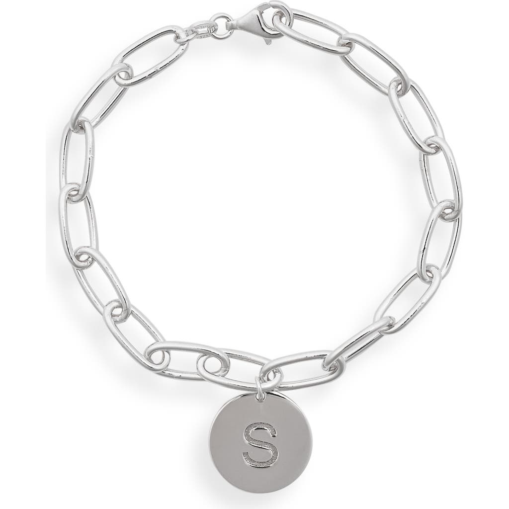 Meshmerise Initial Disc Charm Bracelet In White-s