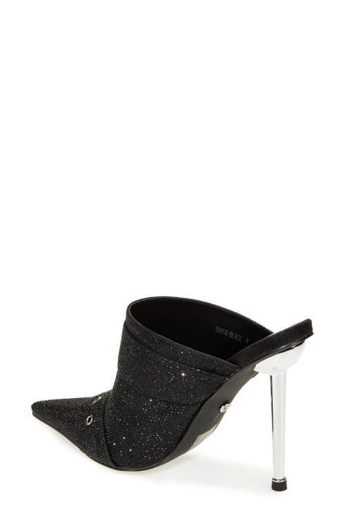 Azalea Wang Sayge Rhinestone Buckle Strap Mule Pump In Black