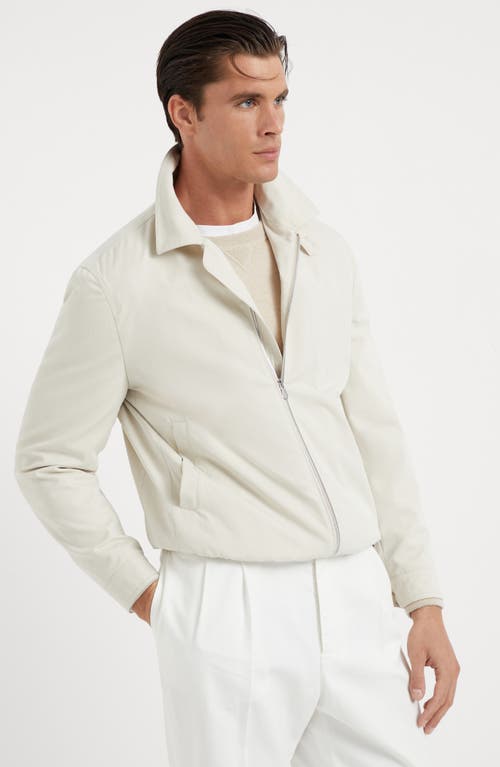 Shop Brunello Cucinelli Techno Cotton Bomber Jacket In Chalk