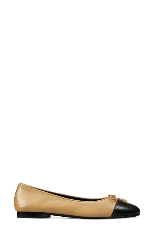 Shop Tory Burch Cap Toe Ballet Flat In Ginger Shortbread/black