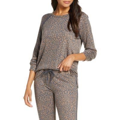 Pj Salvage Leo Sport Long Sleeve Pajama Top, Brown