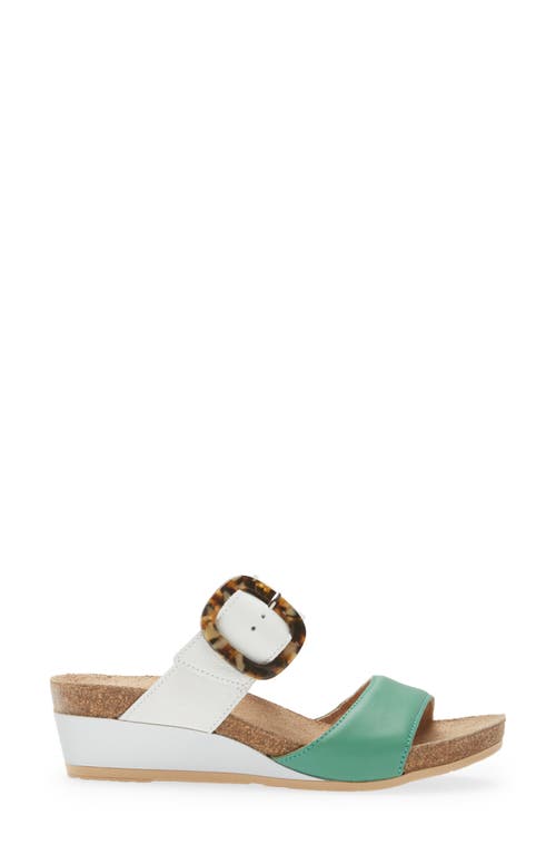 Naot Kingdom Wedge Slide Sandal In Soft Jade/soft White Leather