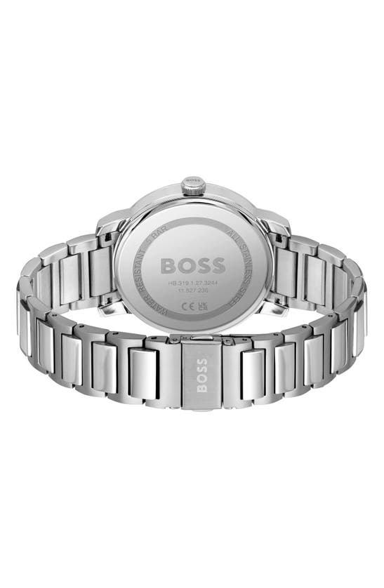 Hugo Boss Men's Dean Quartz Basic Calendar Silver-tone Stainless Steel Watch 41mm In Orange