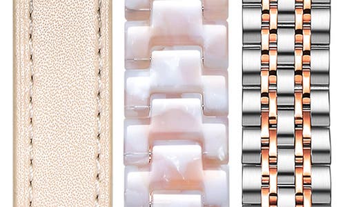 Shop The Posh Tech Assorted 3-pack Apple Watch® Watchbands In Silver/beige/blush Tortoise