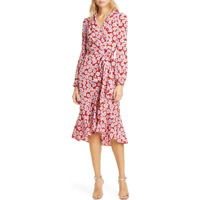 Dvf Carla Two Floral Long Sleeve Silk Wrap Dress