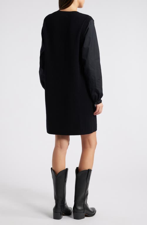 Shop Treasure & Bond Mixed Media Long Sleeve Sweater Dress In Black