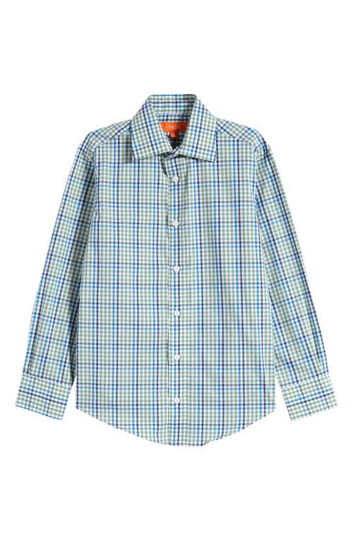 Shop Tallia Kids' Gingham Dress Shirt In Blue/green