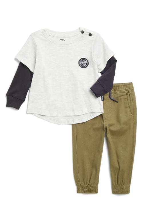 Volcom Long Sleeve T-Shirt & Joggers Set in Oatmeal Heather 