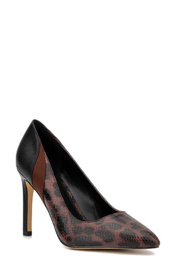 New York And Company Madison Leopard Reptile Embossed Pump In Black/brown