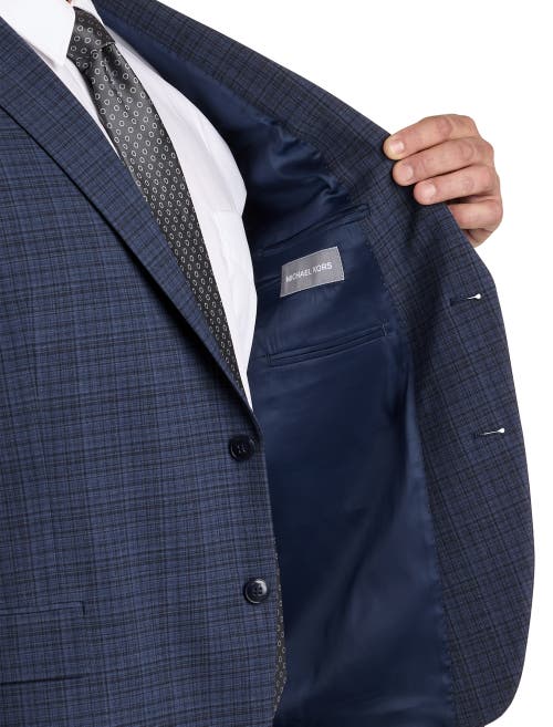 Michael Kors Check Patterned Suit Jacket In Blue