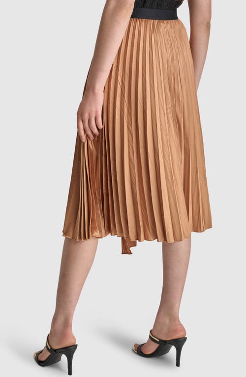 Shop Dkny Pleated Asymmetric Midi Skirt In Tawney