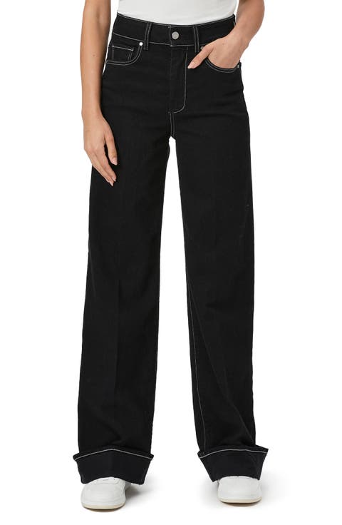 Sasha Cuff Wide Leg Jeans (Twilight Black)