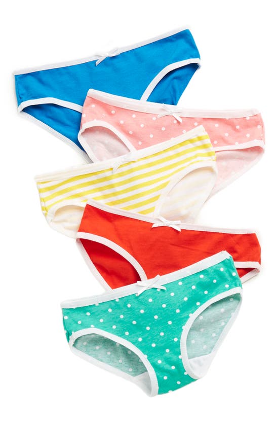 Nordstrom Rack Kids' Hipster Cut Panties In Primary Dot- Stripes Pack