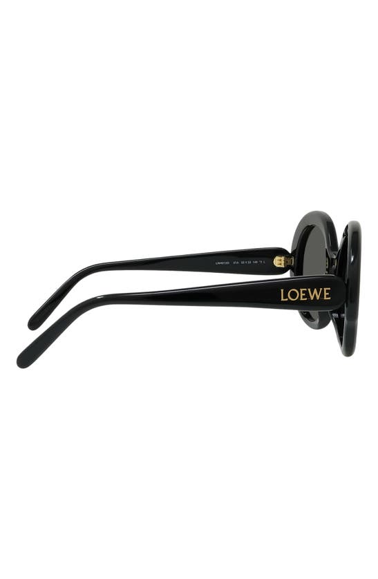 Loewe Thin 52mm Round Sunglasses In Shiny Black / Smoke