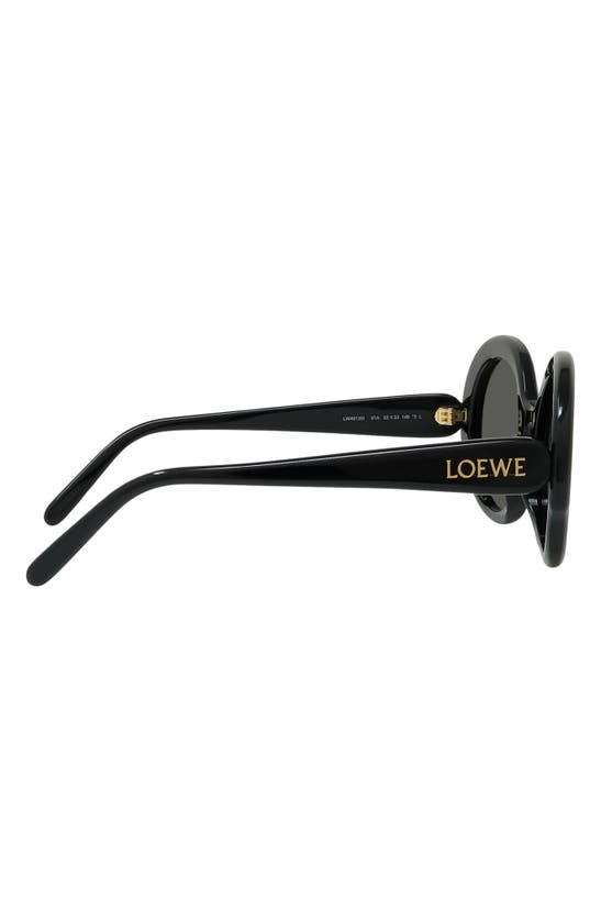 Shop Loewe Thin 52mm Round Sunglasses In Shiny Black / Smoke