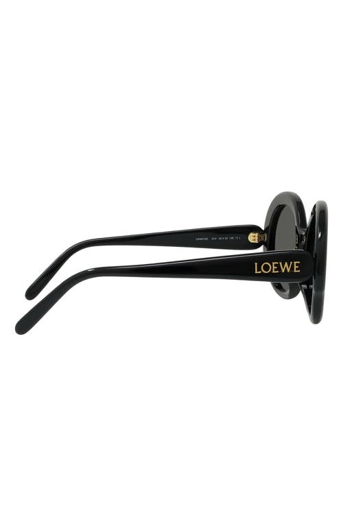 Shop Loewe Thin 52mm Round Sunglasses In Shiny Black/smoke