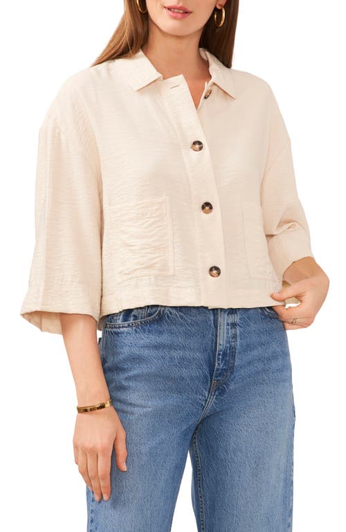 Vince Camuto Oversize Crop Button-up Shirt In Neutral