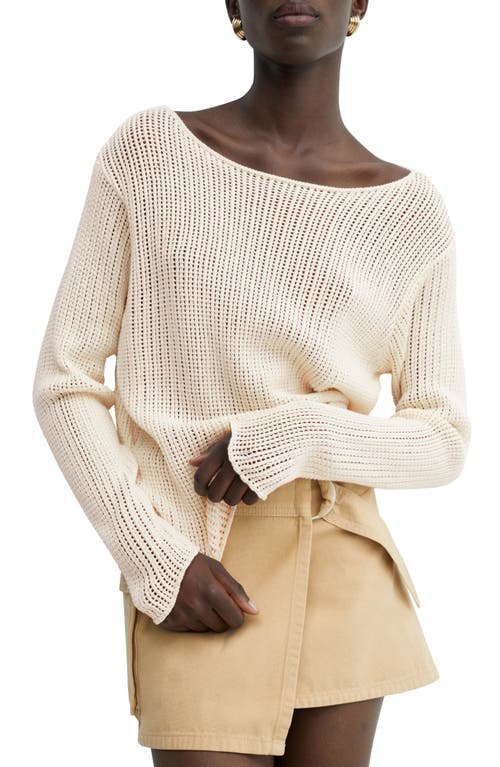 Shop Mango Kenia Open Stitch Sweater In Light Beige