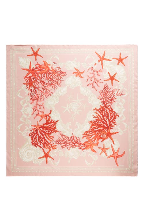 Versace Barocco Silk Square Scarf in Dusty Rose Coral Bone at Nordstrom