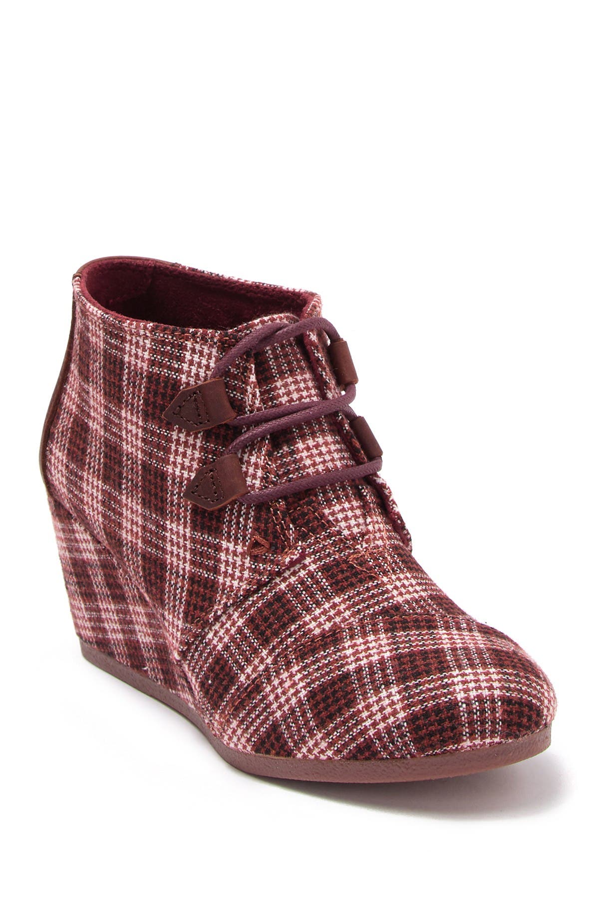 plaid wedge boots