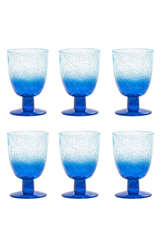 Tarhong Oceanic Ombré Set Of Six 14-ounce Goblets In Blue