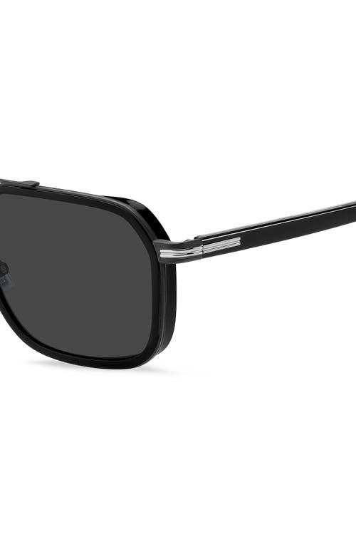 Shop Hugo Boss Boss 55mm Rectangular Sunglasses In Black/grey