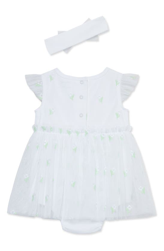 Shop Little Me Floral Embroidered Tulle Skirted Bodysuit & Headband Set In White