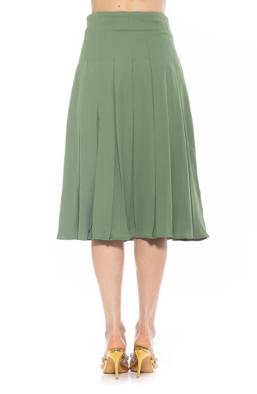 Alexia Admor Shilo Pleated Midi Skirt In Sage