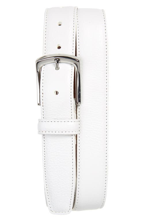 Burnished Leather Belt in White