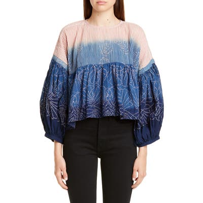 Story Mfg. Mon Tie Dye Tie Back Top, Blue