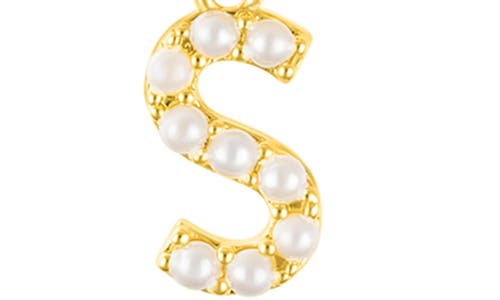 Adornia Faux Pearl Initial Charm Beaded Bracelet In Gold White-s