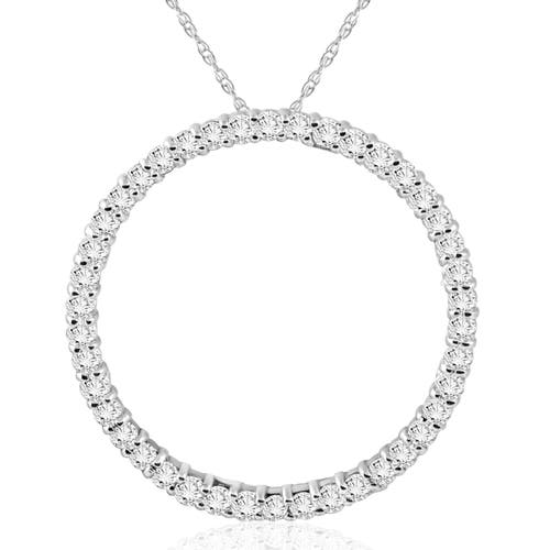 Shop Bliss Diamond 1ct Circle Diamond Pendant Gold Necklace Lab Grown In 10k White Gold