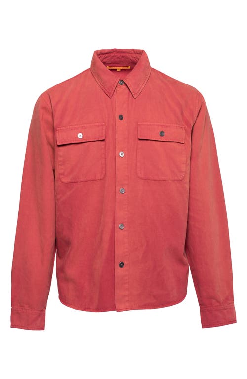 Shop Round Two Overdye Canvas Button-up Shirt In Maroon