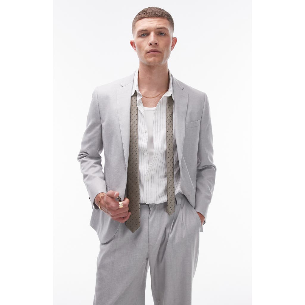 Topman Slim Fit Light Grey Sport Coat In Gray