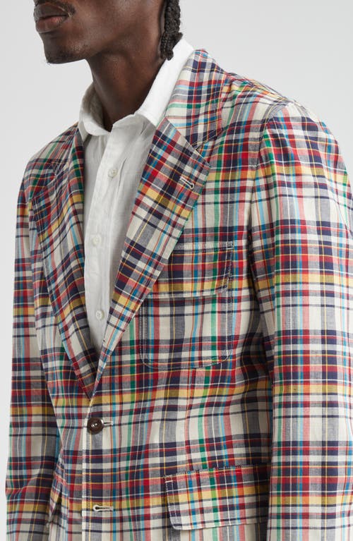 Shop Drake's Mk. I Seersucker Games Sport Coat In Navy Plaid Multi