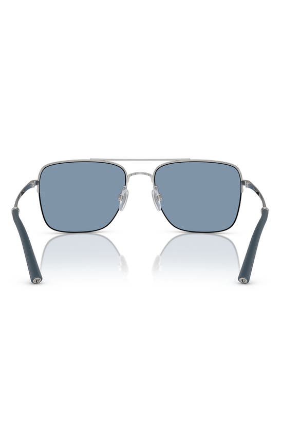 Oliver Peoples Roger Federer 56mm Semirimless Pilot Sunglasses In Blue Silver