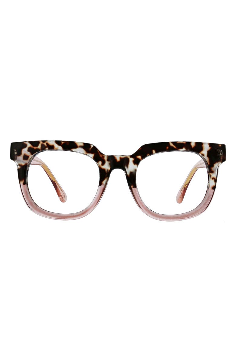 PEEPERS Showbiz 50mm Blue Light Blocking Reading Glasses, Main, color, GRAY TORTOISE / PINK