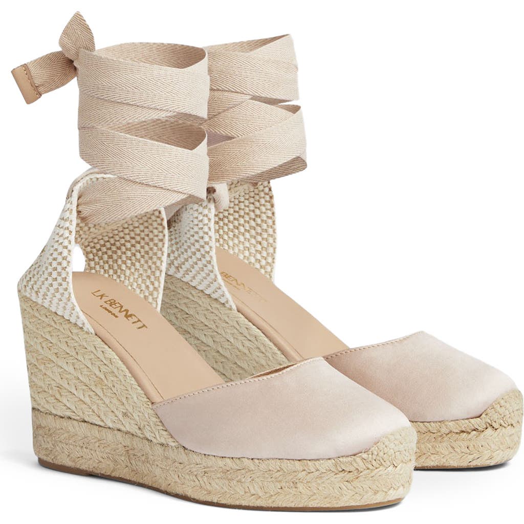 Lk Bennett Esmerelda Ankle Wrap Wedge Sandal In Natural