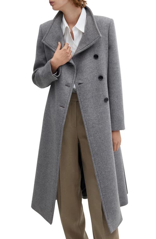 MANGO Belted Wool Blend Coat Grey at Nordstrom,