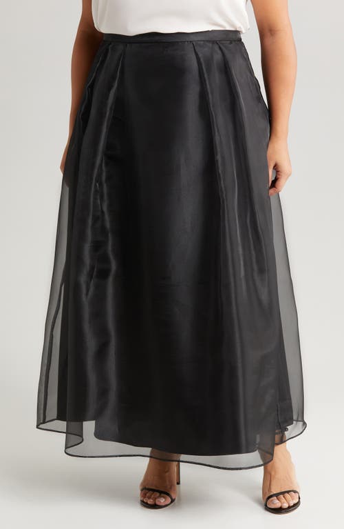Pleated Organza Overlay Skirt in Black