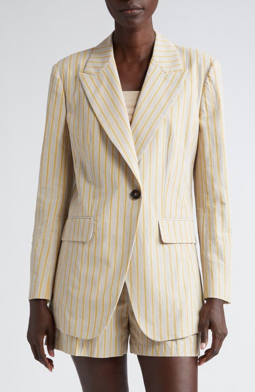 Brunello Cucinelli Stripe Blazer in C003 Beige/Yellow at Nordstrom, Size 8 Us