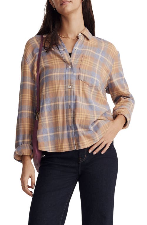 Madewell Oversize Cotton Flannel Boyfriend Shirt in Dusk Peri at Nordstrom, Size Medium
