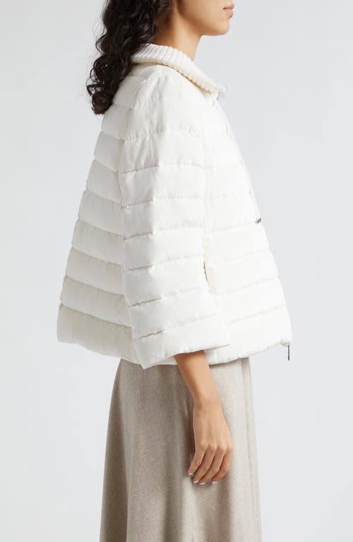 Herno Velvet Corduroy Channel Quilted Down Jacket In White