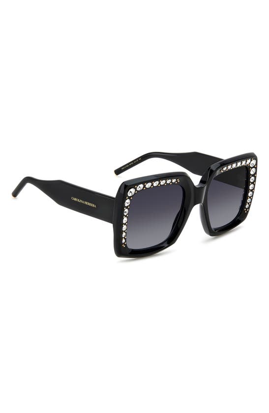 Shop Carolina Herrera 53mm Crystal Embellished Square Sunglasses In Black