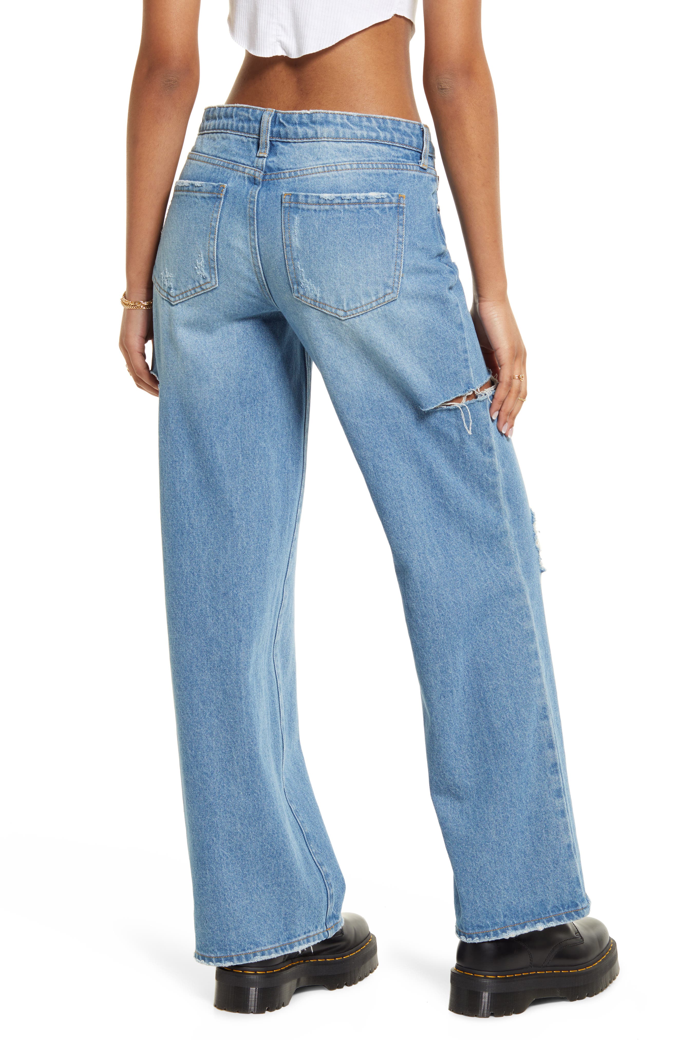 BP. Ripped Low Rise Wide Leg Jeans 