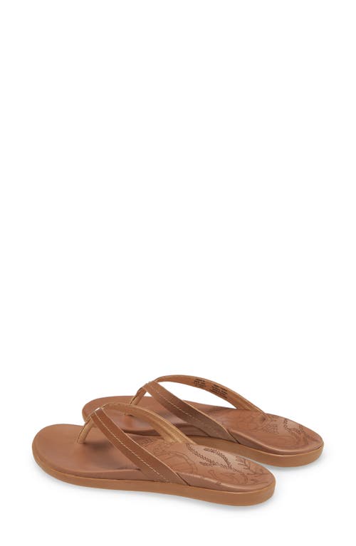 Olukai Honu Flip Flop In Tan/tan Leather