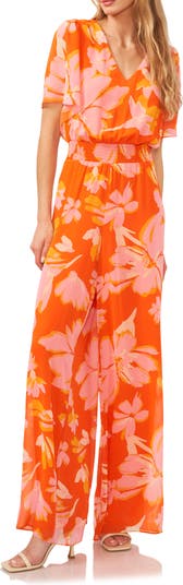 Floral detail chiffon jumpsuit hotsell vince camuto