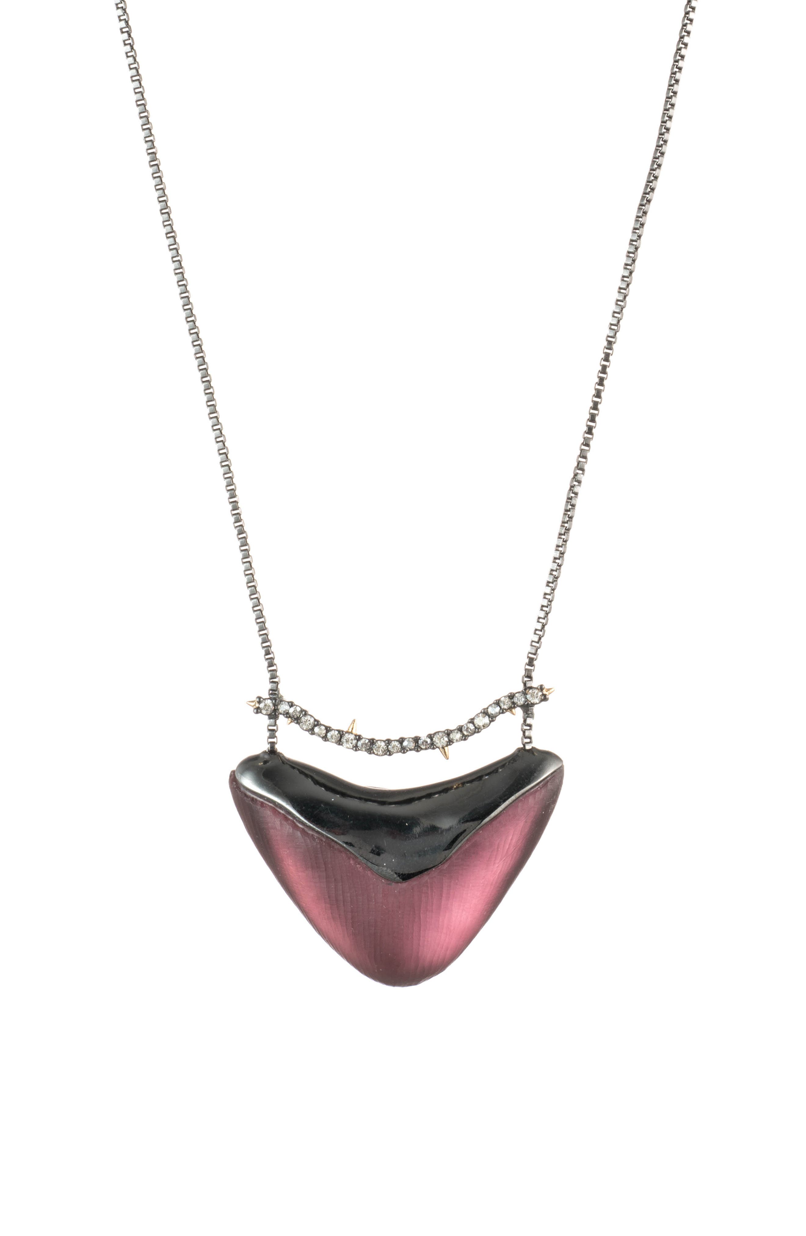 Alexis Bittar Crystal Encrusted Bar & Shield Pendant Necklace In Red Heather